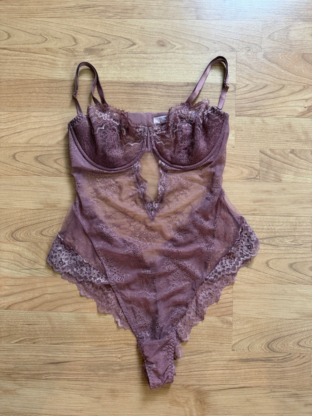 Victoria's Secret Mauve Lace Sheer Bodysuit